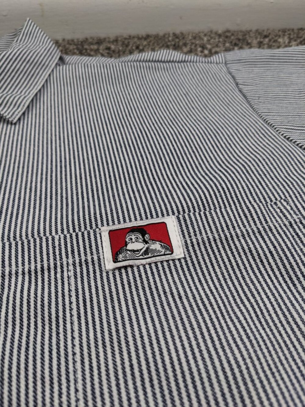 Vintage Ben Davis Shirt Mens Small Blue White 1/4 Zip Collared Work Made in USA - Picture 3 of 9